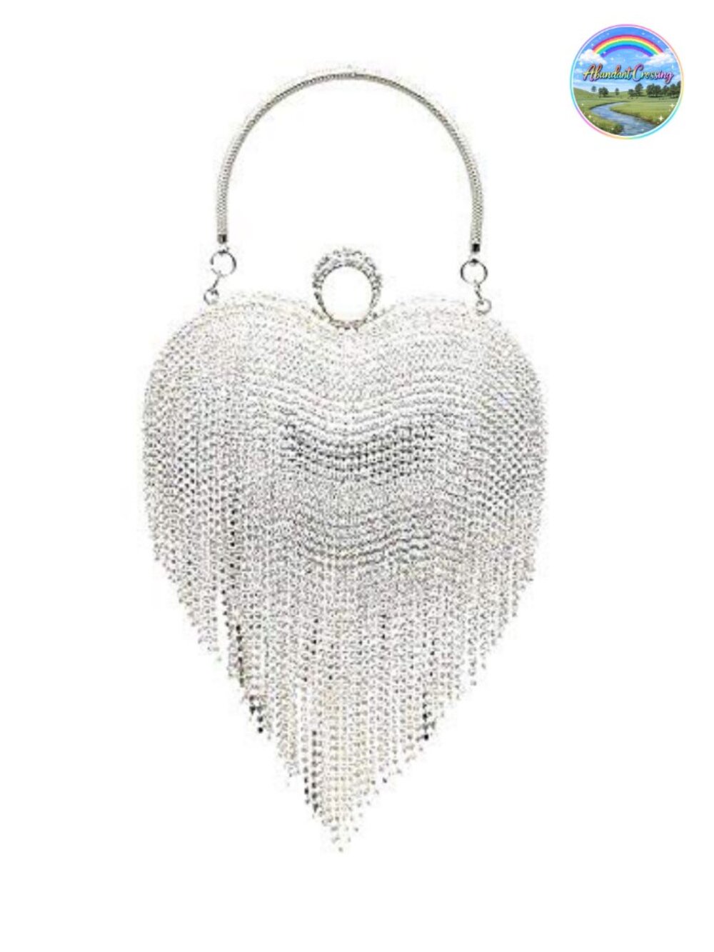 Women's Evening Clutch Bag Beaded Rhinestone Heart Shape Tassel Party Purse
